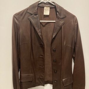 Brown vintage dolce & gabbana leather blazer style jacket, Small
